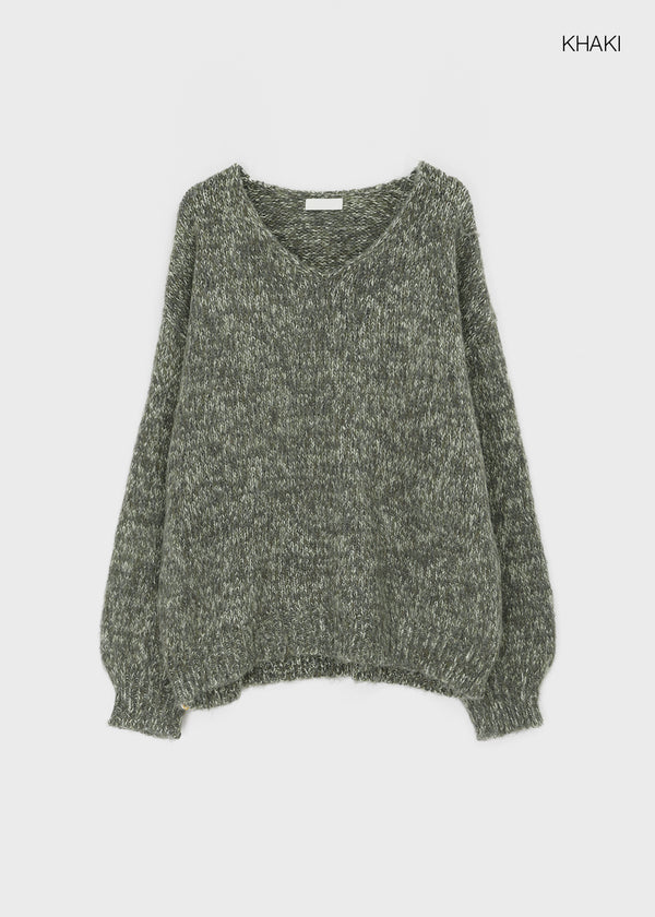 Hilooni Loose Fit V-neck Knit (60% Wool)