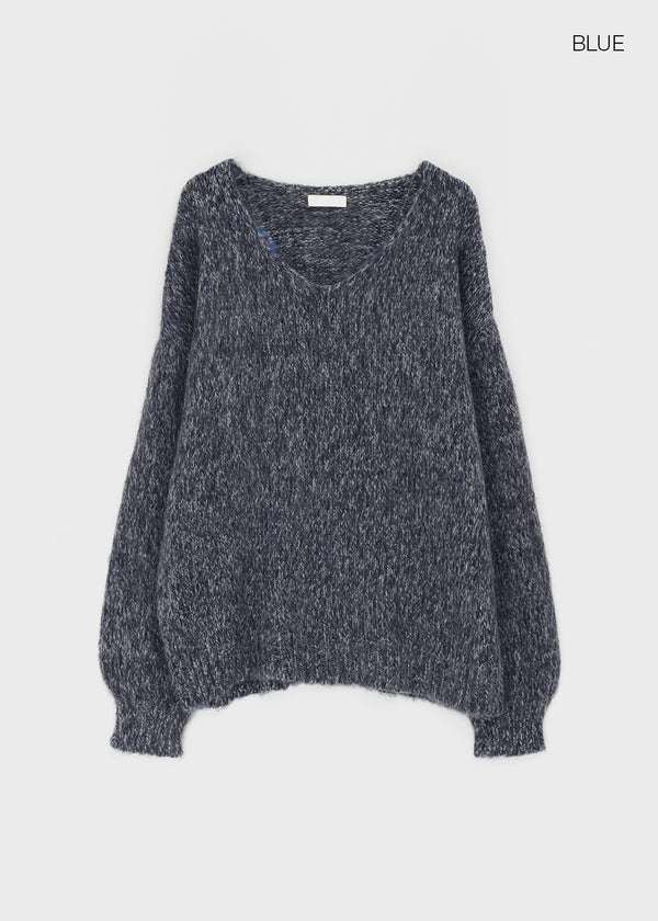 Hilooni Loose Fit V-neck Knit (60% Wool)