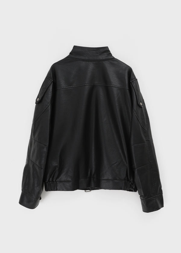 Shagle High-neck Fur Leather Jumper