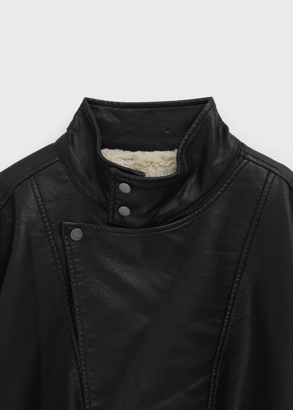 Shagle High-neck Fur Leather Jumper