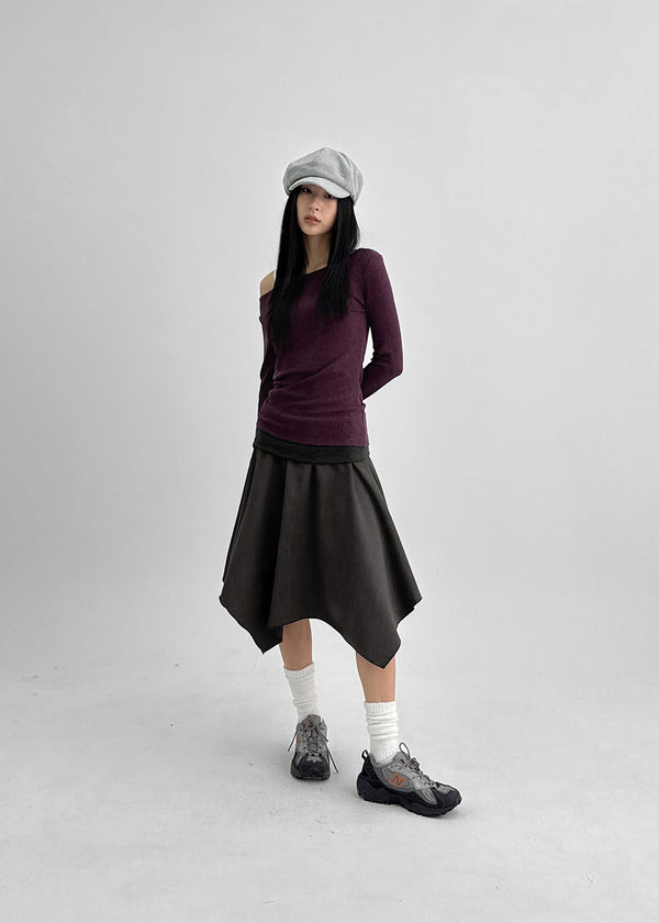 Flemne Banding Flare Midi Skirt