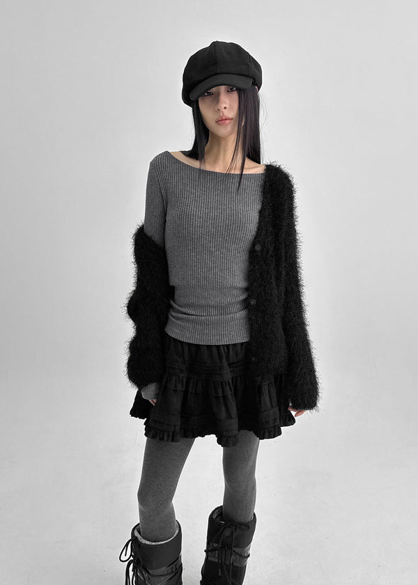 Fuzzy Acrylic Cardigan