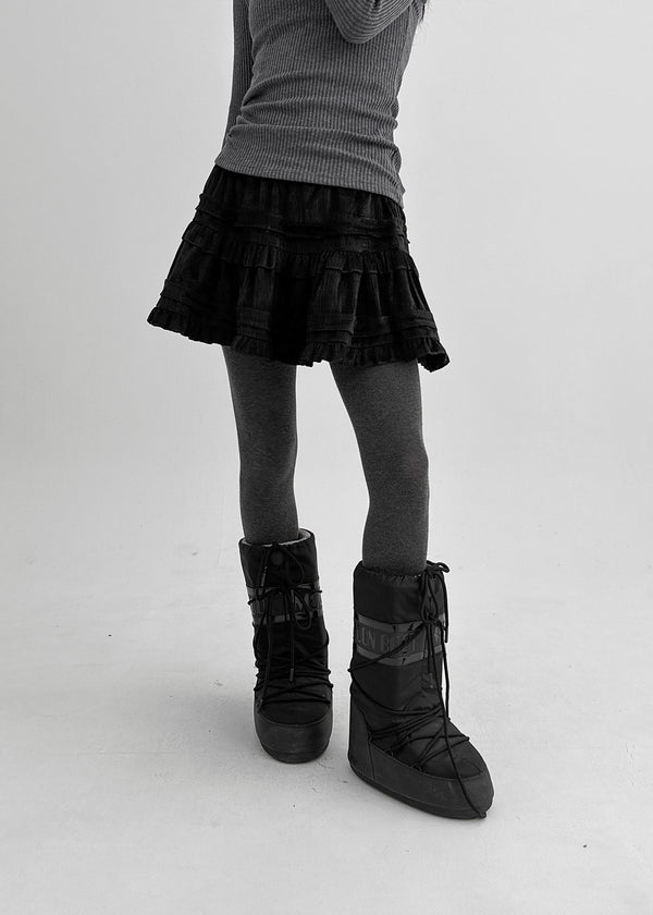 Crenette Corduroy Banding Cancan Mini Skirt Pants