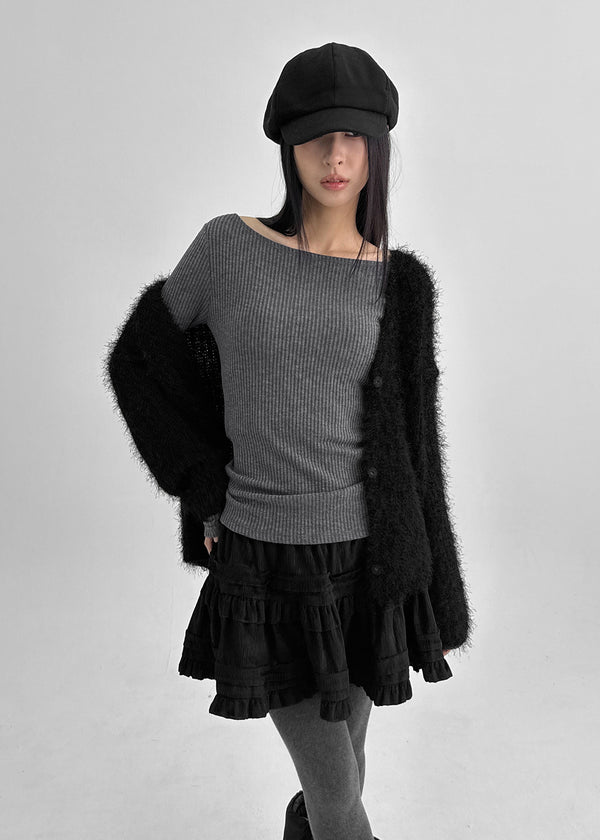 Crenette Corduroy Banding Cancan Mini Skirt Pants