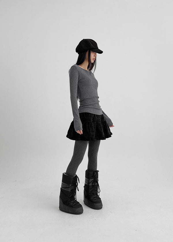 Crenette Corduroy Banding Cancan Mini Skirt Pants