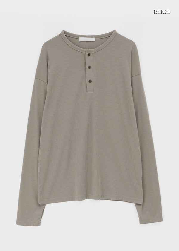 Romkang Henley Neck Loose Fit Warmer Long Sleeve T-shirt