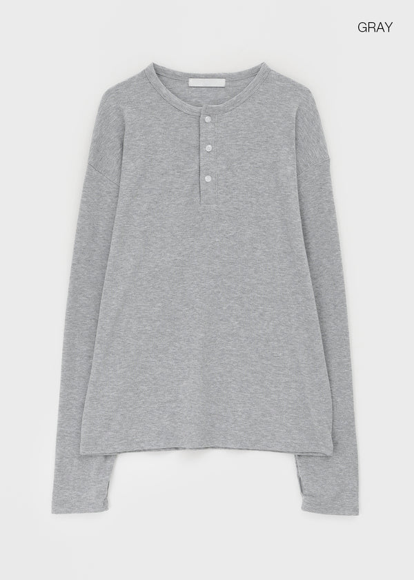 Romkang Henley Neck Loose Fit Warmer Long Sleeve T-shirt