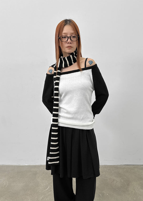 Two Leven Stripe Knit Muffler