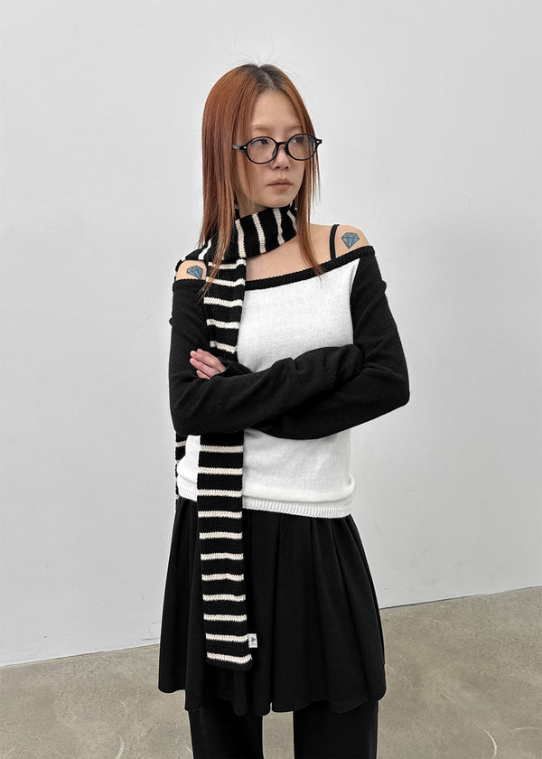 Two Leven Stripe Knit Muffler