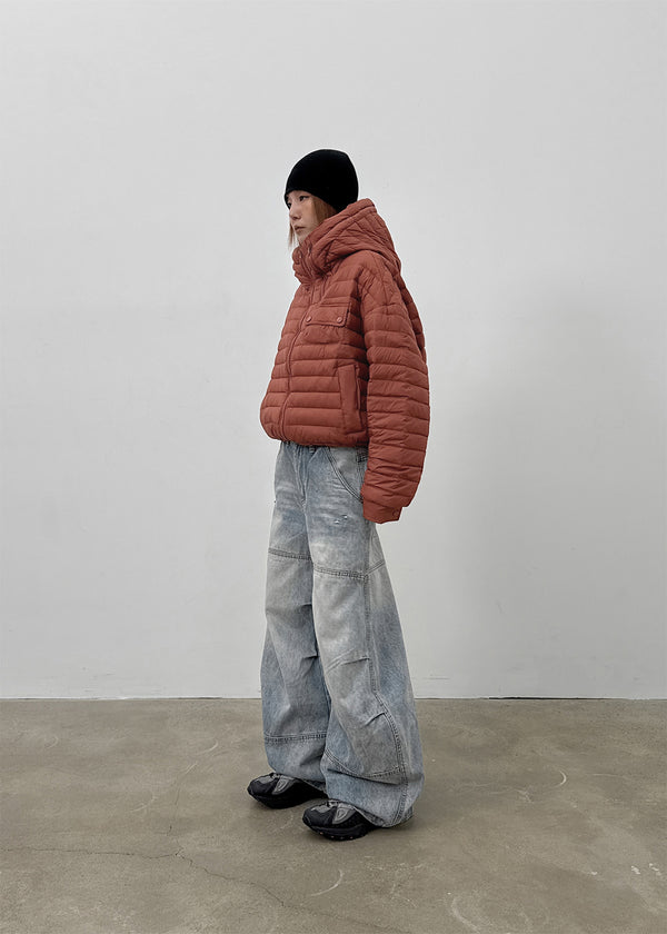 Delmi Hooded Crop Duck Down Lightweight Puffer