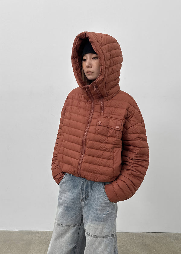Delmi Hooded Crop Duck Down Lightweight Puffer
