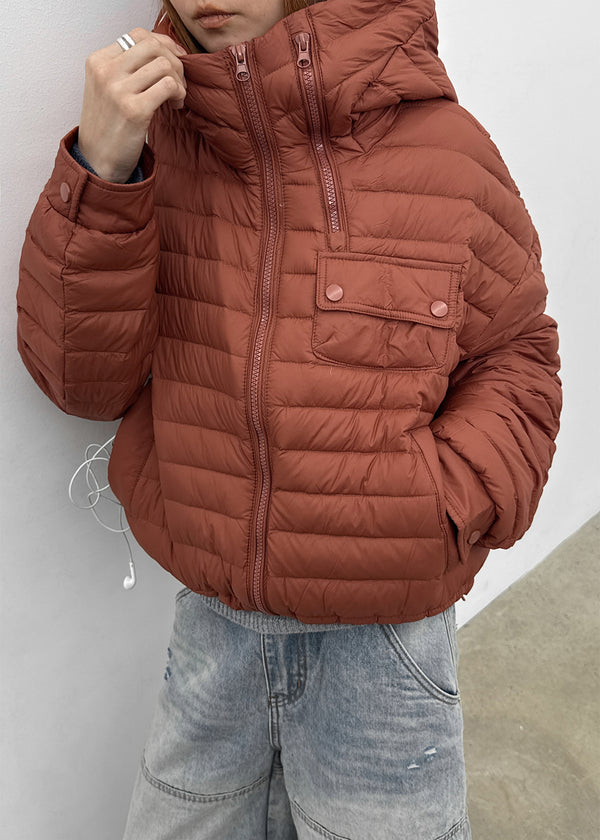 Delmi Hooded Crop Duck Down Lightweight Puffer