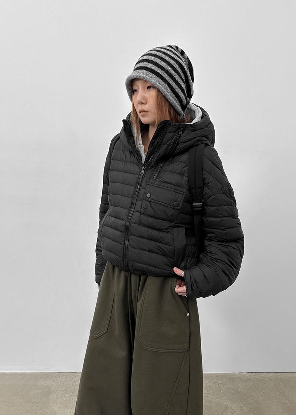 Delmi Hooded Crop Duck Down Lightweight Puffer