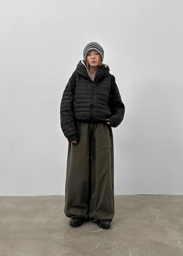 Delmi Hooded Crop Duck Down Lightweight Puffer