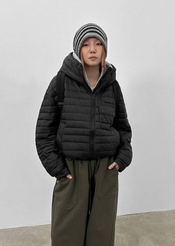 Delmi Hooded Crop Duck Down Lightweight Puffer