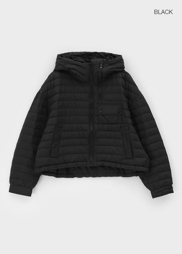 Delmi Hooded Crop Duck Down Lightweight Puffer