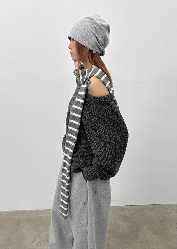 Two Leven Stripe Knit Muffler