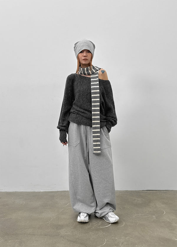 Two Leven Stripe Knit Muffler