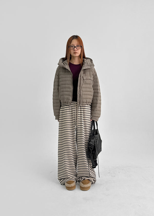 Delmi Hooded Crop Duck Down Lightweight Puffer