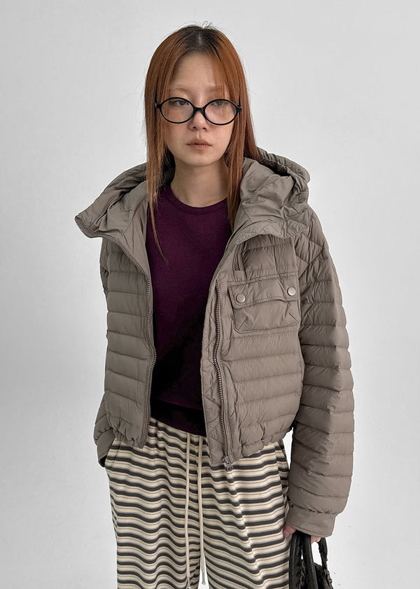 Delmi Hooded Crop Duck Down Lightweight Puffer
