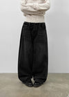 Nyont Fringe Snap Folding Wide Denim Pants
