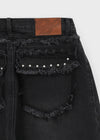 Nyont Fringe Snap Folding Wide Denim Pants