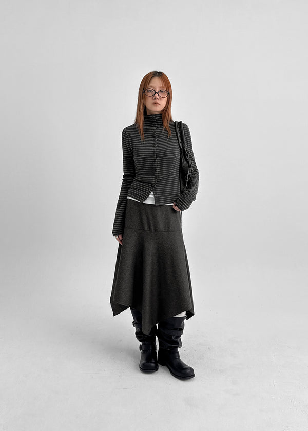 Helby Unbalanced Wool Skirt (30% Wool)