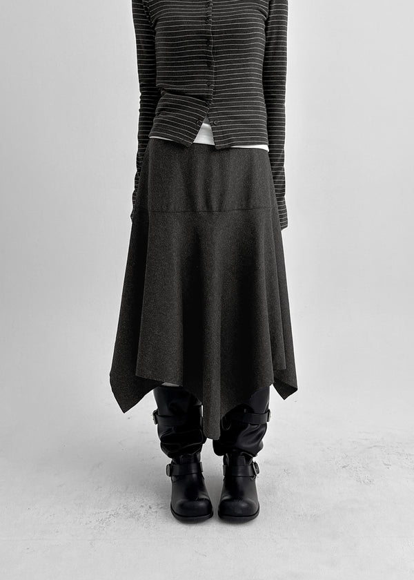 Helby Unbalanced Wool Skirt (30% Wool)