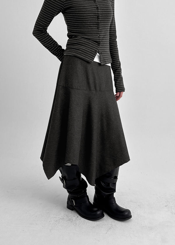Helby Unbalanced Wool Skirt (30% Wool)