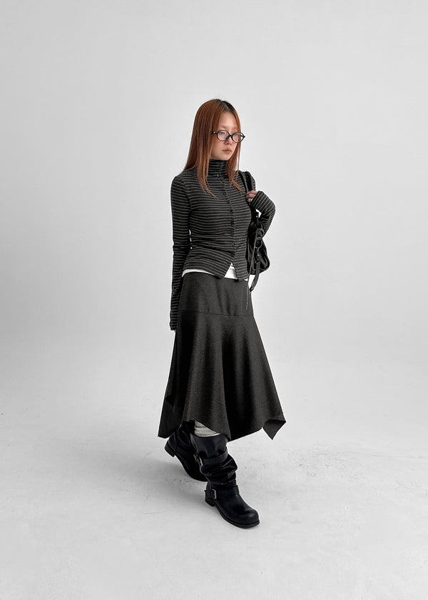 Helby Unbalanced Wool Skirt (30% Wool)