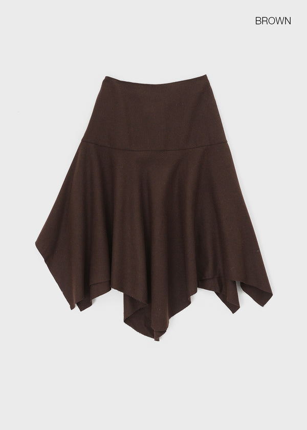 Helby Unbalanced Wool Skirt (30% Wool)