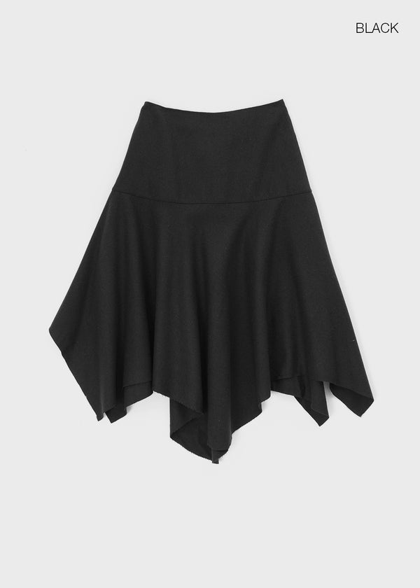 Helby Unbalanced Wool Skirt (30% Wool)
