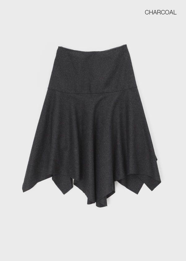 Helby Unbalanced Wool Skirt (30% Wool)