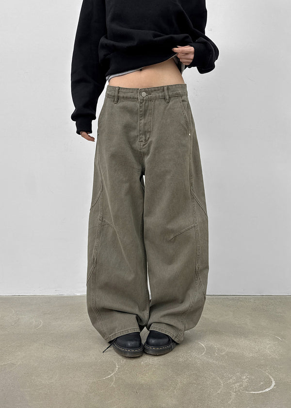 Canburn Peach Cut Wide Cotton Pants