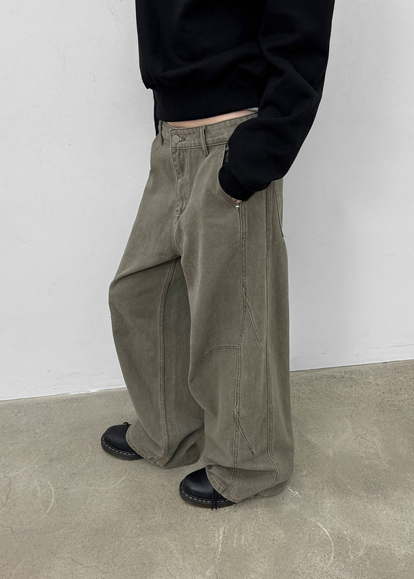 Canburn Peach Cut Wide Cotton Pants