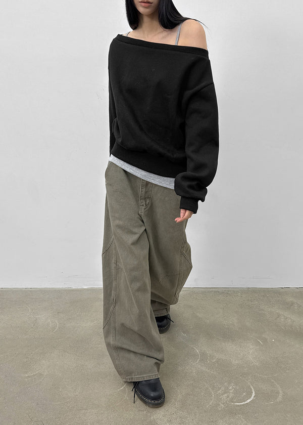 Canburn Peach Cut Wide Cotton Pants