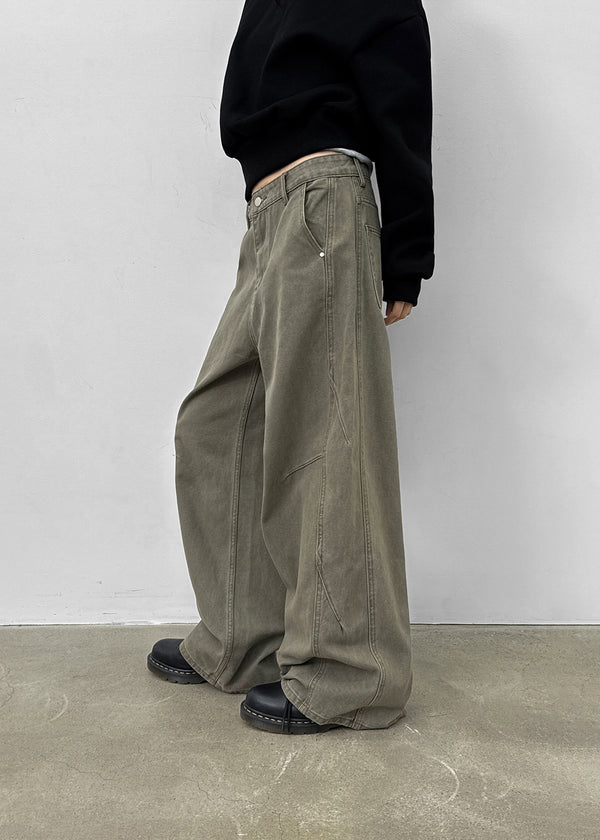 Canburn Peach Cut Wide Cotton Pants