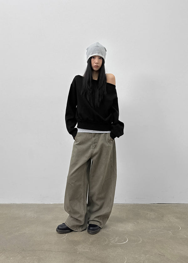 Canburn Peach Cut Wide Cotton Pants