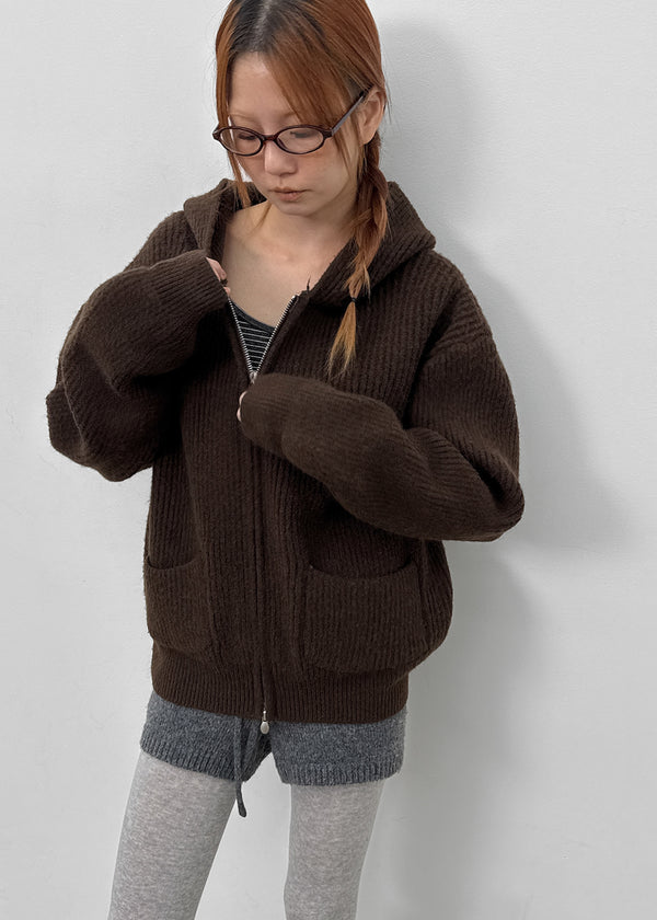 Dufifi Porden Knit Hood Zip-Up