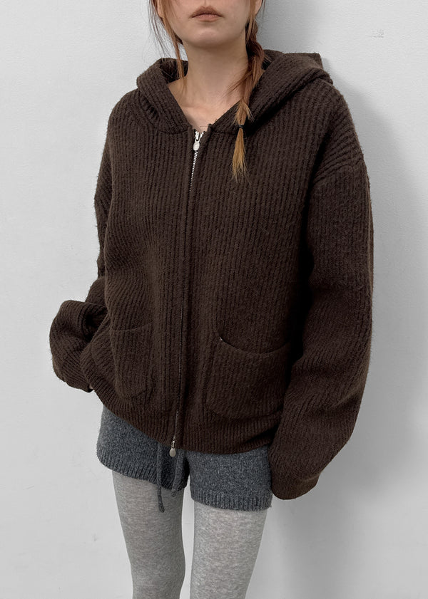 Dufifi Porden Knit Hood Zip-Up