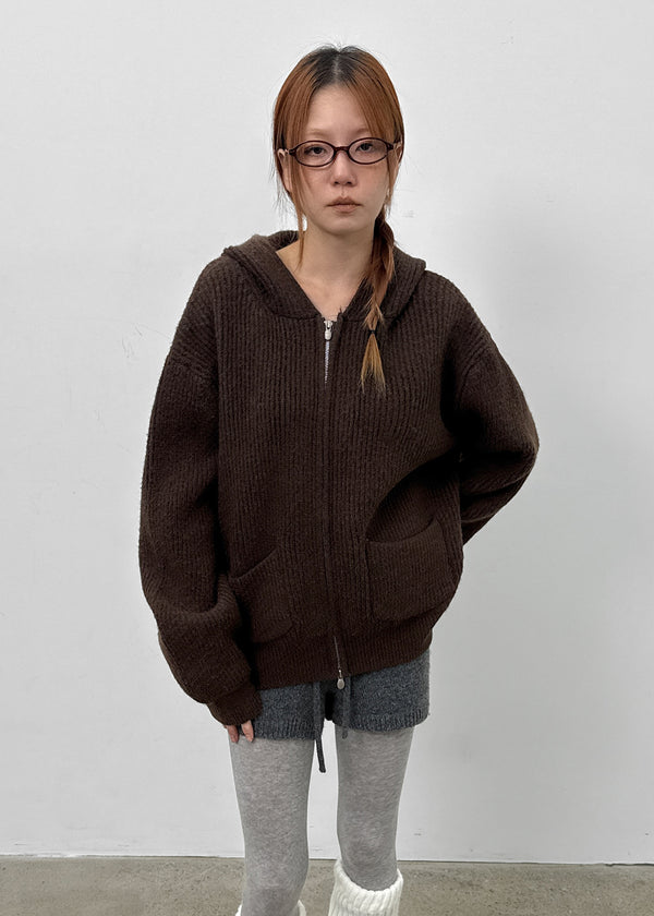Dufifi Porden Knit Hood Zip-Up