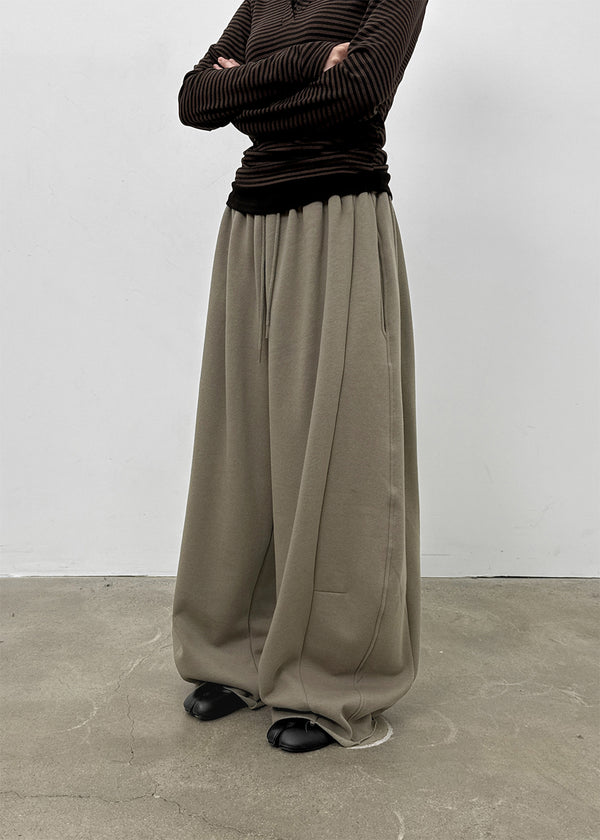 Degol Cutout Slit Wide Fleece Banding Pants