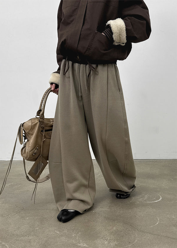 Degol Cutout Slit Wide Fleece Banding Pants
