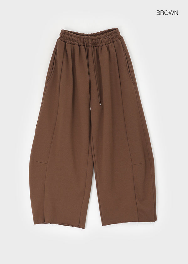 Degol Cutout Slit Wide Fleece Banding Pants