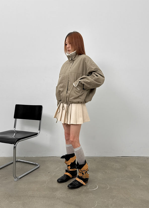 Daggle Pleated Corduroy Mini Skirt Pants (belt Set)