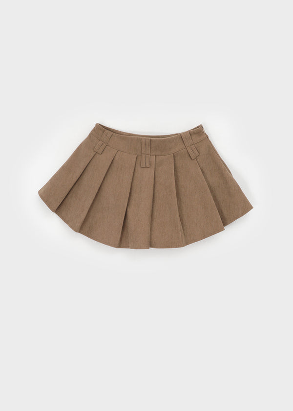 Daggle Pleated Corduroy Mini Skirt Pants (belt Set)