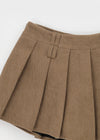Daggle Pleated Corduroy Mini Skirt Pants (belt Set)