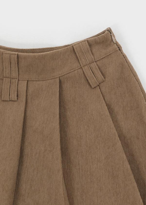 Daggle Pleated Corduroy Mini Skirt Pants (belt Set)