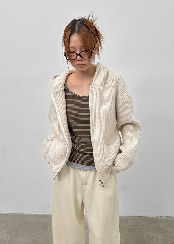 Dufifi Porden Knit Hood Zip-Up