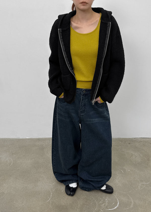 Dufifi Porden Knit Hood Zip-Up